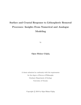 Surface and Crustal Response to Lithospheric Removal Processes: Insights from Numerical and Analogue Modeling