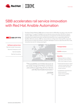 SBB Accelerates Rail Service Innovation with Red Hat Ansible Automation