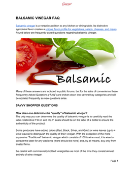 Balsamic Vinegar Faq