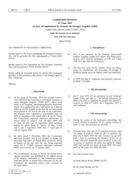 Official Journal of the European Union 18.11.2003 L 300/54 COMMISSION DECISION of 5 June 2002 on State Aid Implemented by German