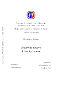 Hadronic Decays of the J/Ψ Meson