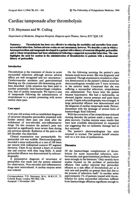 Cardiac Tamponadeafterthrombolysis