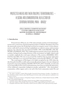 Protected Areas and Their Multiple Territorialities – a Social and Environmental Reflection on Catimbau National Park - Brazil1