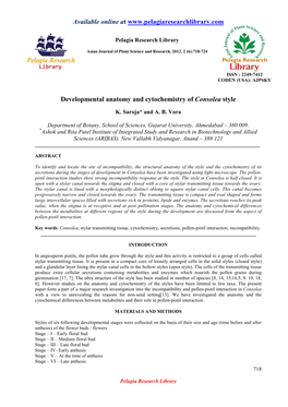 Developmental Anatomy and Cytochemistry of Consolea Style