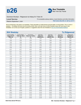 MTA B26 Bus Timetable