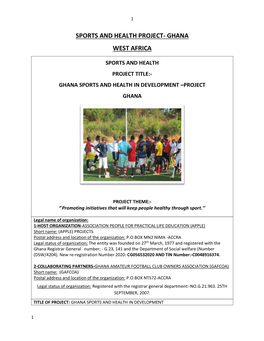 Sports and Health Project- Ghana West Africa