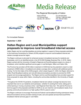 Halton Region and Local Municipalities Support Proposals To