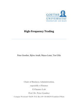 High Frequency Trading: the Application of Advanced Trading Technology in the European Marketplace