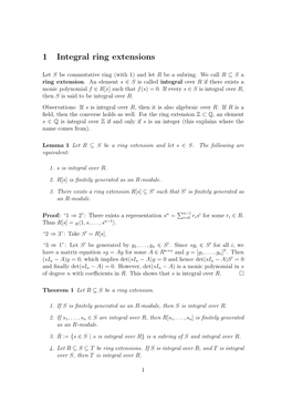 1 Integral Ring Extensions