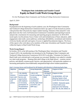 Equity in Dual Credit Work Group Report