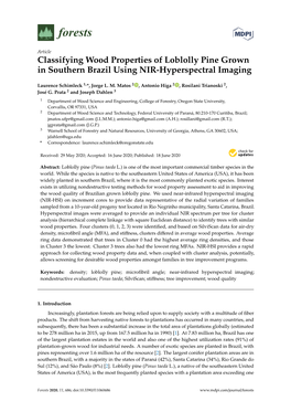 Classifying Wood Properties of Loblolly Pine Grown in Southern Brazil Using NIR-Hyperspectral Imaging