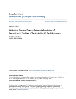 Attribution Bias and Overconfidence in Escalation of Commitment: the Role of Desire to Rectify Past Outcomes