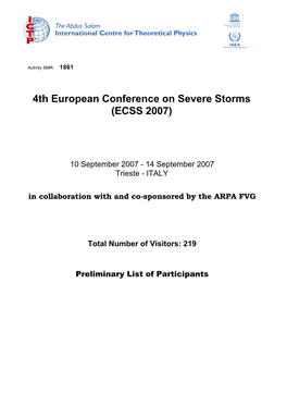 4Th European Conference on Severe Storms (ECSS 2007)