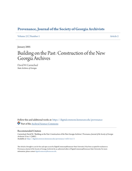 Building on the Past: Construction of the New Georgia Archives David W