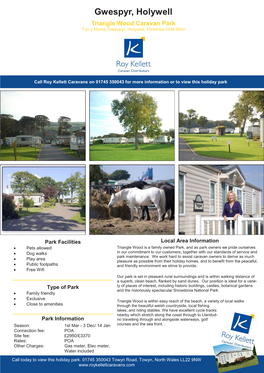 Gwespyr, Holywell Triangle Wood Caravan Park Tyn Y Morfa, Gwespyr, Holywell, Flintshire CH8 9NH