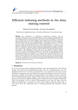 Efficient Indexing Methods in the Data Mining Context