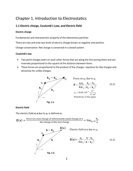 Chapter 1. Introduction to Electrostatics