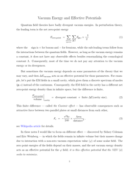 Vacuum Energy and Effective Potentials