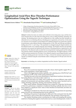 Longitudinal Axial Flow Rice Thresher Performance Optimization Using the Taguchi Technique