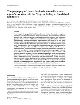 A Gene's-Eye View Into the Neogene History of Sundaland Rain Forests