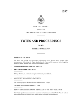 1697 Votes and Proceedings