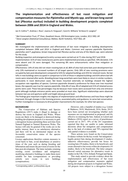 The Implementation and Effectiveness of Bat Roost Mitigation and Compensation Measures for Pipistrellus and Myotis Spp