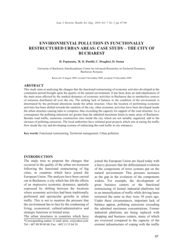 Environmental Pollution in Functionally Restructured Urban Areas: Case Study – the City of Bucharest