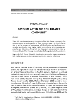 Costume Art in the Noh Theater Community