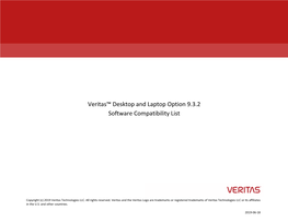 Veritas™ Desktop and Laptop Option 9.3.2 Software Compatibility List