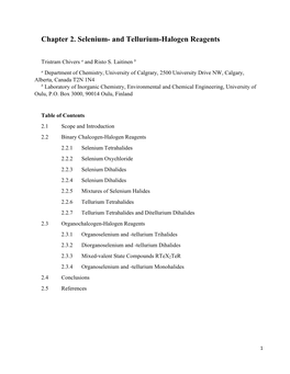 Chapter 2. Selenium- and Tellurium-Halogen Reagents