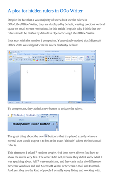 A Plea for Hidden Rulers in Ooo Writer