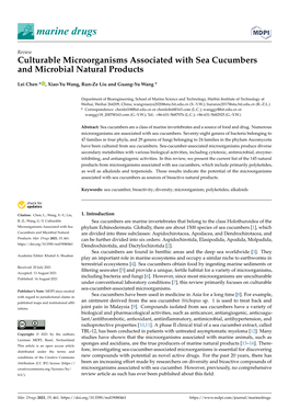 Culturable Microorganisms Associated with Sea Cucumbers and Microbial Natural Products