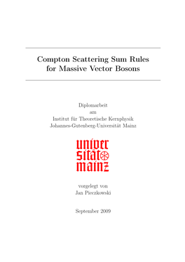 Compton Scattering Sum Rules for Massive Vector Bosons