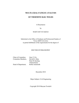 Multi-Axial Fatigue Analysis of Thermite Rail Welds