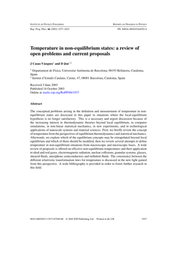 Temperature in Non-Equilibrium States: a Review of Open Problems and Current Proposals