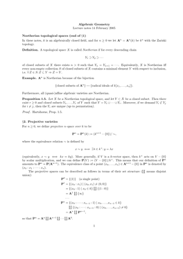 Algebraic Geometry Lecture Notes 14 February 2005 Noetherian