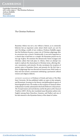 The Christian Parthenon Anthony Kaldellis Frontmatter More Information