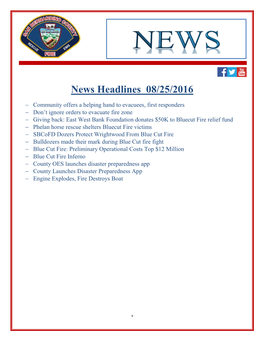 News Headlines 08/25/2016