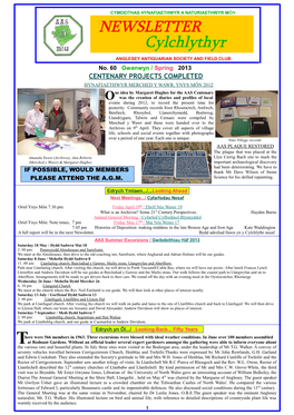 NEWSLETTER Cylchlythyr