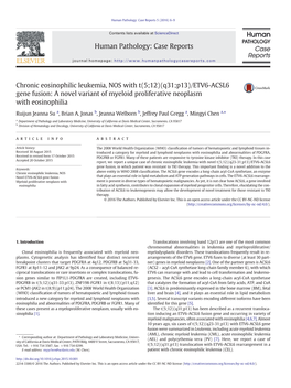 ETV6-ACSL6 Gene Fusion: a Novel Variant of Myeloid Proliferative Neoplasm with Eosinophilia