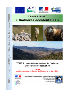 Document D'objectifs Du Site Natura 2000 « Corbières Occidentales »