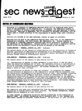 SEC News Digest, 01-09-1987