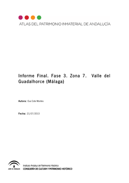 Informe Final. Fase 3. Zona 7. Valle Del Guadalhorce (Málaga)