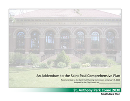 St. Anthony Park Como 2030 Small Area Plan Contents Credits Como 2030 Plan Task Force Members Study Area