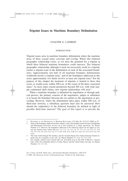 Tripoint Issues in Maritime Boundary Delimitation