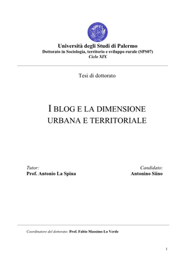 I Blog E La Dimensione Urbana E Territoriale