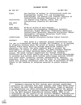 Document Resume Ed 130 167 Cg 001 341 Title