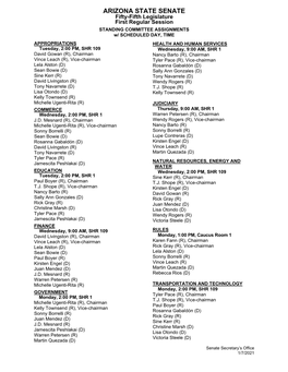 2021 Senate Committee Assignments