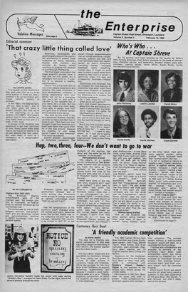 Enterprise Valetine Messages Captain Shreve High School, Shreveport, Louisiana See Page 8 Volume X , Number 5 February 14, 1980 Editorial Comment