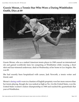 Gussie Moran, Tennis Star, Dies at 89 - Nytimes.Com 1/24/13 12:48 PM